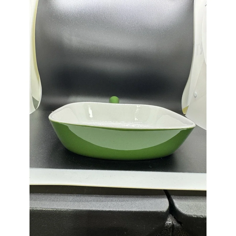 Lyngby porcelain green‎ enamel skillet